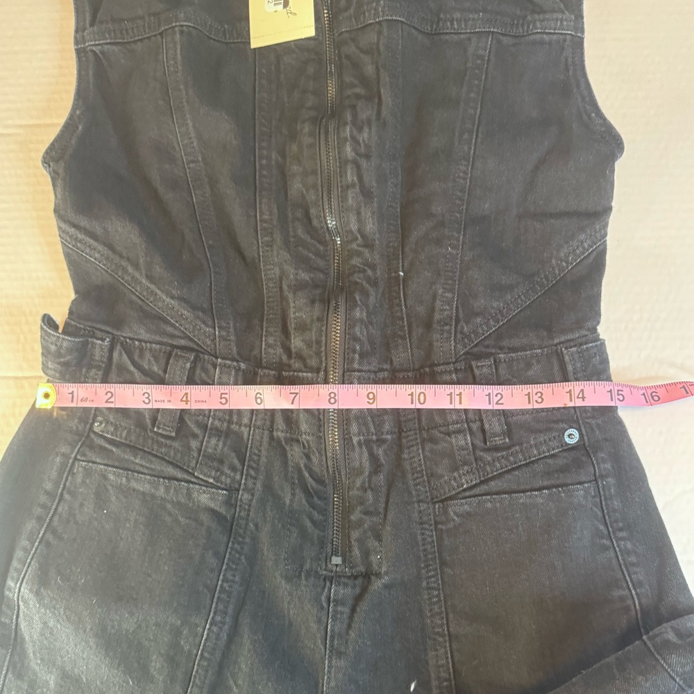 NWT Universal Thread Sleeveless Denim Jumpsuit Zip Front Coveralls Size 2 Black - Picture 8 of 14